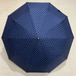 패션 wndproof 신사 비즈니스 우산 야외 비오는 우산 우산 우산 디자이너 남성 풀 자동 3 배 UV 보호 클래식 격자 무늬 우산