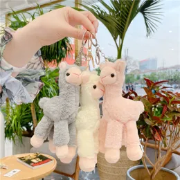 Cute Lovely Alpaca Keychains Plush Keychain Japanese Alpacas Soft Stuffed Sheep Llama Animal Dolls keychain Doll 18cm Cartoon Key Chain Keyring Holder Bag Pendant