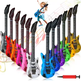 12 stuks/kavel opblaasbare gitaar 36 inch opgeblazen kleuren nepprops gitaren rockster elektrisch i0407