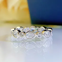 Anello con diamante Eternity Lab 100% vero argento sterling 925 Anelli per fedi nuziali per le donne Regalo di gioielli con promessa nuziale
