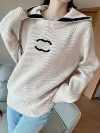 Moda camisolas de luxo designer suéteres mulheres 2024 estilo canal manga longa oversize malha pulôver feminino topos casual solto marca bordado camisola