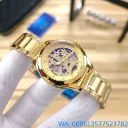Boże Narodzenie złoto Zegarek Nowy wysokiej jakości pusty automatyczny zegarek mechaniczny moda Orologi Męskie zegarki Top marka stalowa opaska luksusowy dalnia Montre de Luxe