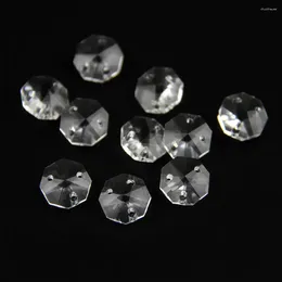 Ljuskrona Crystal Camal 20st Clear 14mm 3 Holes Octagonal Loose Pärlor Prismor Belysningslampa delar Gardiner Bröllopsheminredning