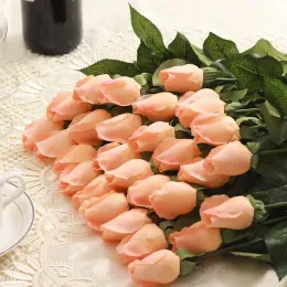 25 pçs / lote Fresco Rosa Flores Artificiais Real Toque Rosa Flores Decorações de Casa para Festa de Casamento ou Aniversário