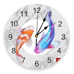 Wall Clocks Carp Chinese Auspicious Color Japanese Style Large Clock Dinning Restaurant Cafe Decor Round Home Decoration