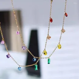 Correntes 18k banhado a ouro de aço inoxidável colorido zircão corrente tornozelo pulseira tornozeleira praia descalço sandália pé jóias para mulheres menina