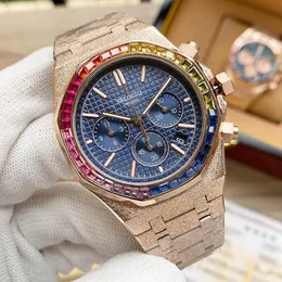 Классические мужские часы Quartz Watch 41 мм цветные бриллианты модные бизнес -часы Montre de Luxe Gift Men0