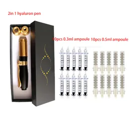 2 I 1 Hyaluron Pen för mesoterapi Gun Lip Lifting Skin Rejuvenation 0,3 ml 0,5 ml Ampoule Head Adapter Beauty Tool
