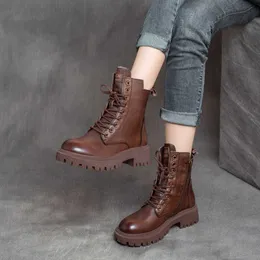 Buty 2021 Nowe buty w połowie cielęcia Kobiety jesienne zima moda koronka zamek błyskawiczny botas mujer buty sportowe platforma obcasowa buty damskie AA230406