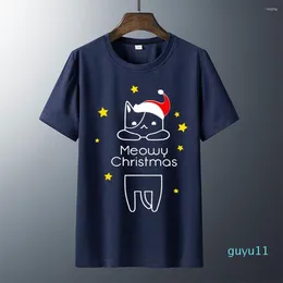 남성 T 셔츠 Meowy Christmas Cat Mens 2012 패션 O-넥 탑