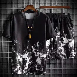 Roupas de jogging verão 2023 shorts de manga curta masculinos teram de lazer esportes de tendência de seda gelo.