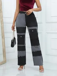 Damenjeans WITHZZ High Waist Straight Leg Fashion Splicing