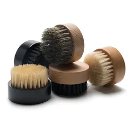 Natural Boar Bristles Beard Brushes Portable Black Wooden Handle Bathroom Facial Cleaning Brush Household Massage Beauty Tools