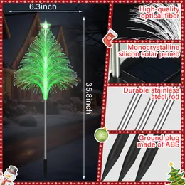 Albero di Natale con Luce Solare e Ricarica USB, 2 Pezzi 1.1m Lampade Solari Alberi di Natale con 100LED Catena Luminosa Fragola, Impermeabile Luci Natalizie Decorazioni per Giardino Cortile Esterno