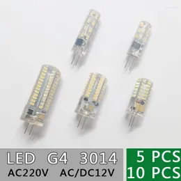 Dimmable Mini G4 Светодиодная лампа 12 В/AC220V 3014SMD 24/32/48/64/104LED Силиконовая лампа теплый белый/белый 360 градусов