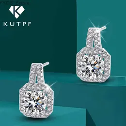 Stud Kutpf Fashion 1Carat Square Moissanite Diamond Stud أقراط للنساء 925 Sterling Silver Ear Studs Enring Fine Jewelry YQ231107