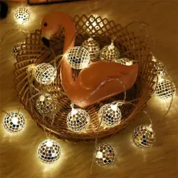 LED -stränglampor Batteridriven spegel Boll Stage Reflektionslampa för bröllop Nyår Jul DJ Disco Home Party Decor