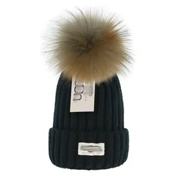 czapka czapki męskie designer czapki nowe modne kobiety panie ciepłe zimowe czapkę duże sztuczne futro pom POMS Bobble Hat Outdoor T2