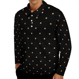 Polo da uomo Polo a pois dorati Autunno Vintage a pois Camicia casual Manica lunga Colletto rovesciato T-shirt oversize personalizzate di tendenza