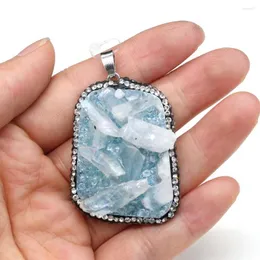 Pendant Necklaces 1pcs Irregular Resin Semi-precious Stones Golden Blue White For Jewelry Making Women Necklace 35x50-45x55mm