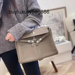 Luxury Handbags Lakis 32cm Swift Leather 2023 New Handmade Wax Thread Pocket Splice Zipper Headband Layer Cowhide One Shoulder Portable Fashion Bag