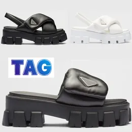 صندل نساء متراصة النعال المبطنة Nappa Lug Lug Tread Sandal for Womens Slides Designer Shoes High Heel Slide Smity Bottom