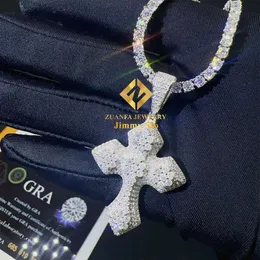 Stock Iced Out Moissanite Gioielli Ciondolo Hip Hop Argento 925 Oro bianco vvs VVS1 Collana con ciondolo croce di diamanti Moissanite