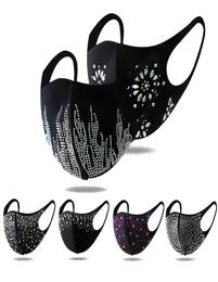 Moda bling elmas yüz maskesi yıkanabilir yeniden kullanılabilir kapak kalkan pullar tasarımcı parlak parti maskeleri bireysel paket6936316