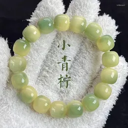 Halsbandörhängen Set Natural Bodhi Root Hand String med grön plantain Finger Finger Around Johor Beads Plate Armband