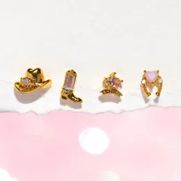 Stud Earrings 4pcs/Set Fashion Trendy Colorful Zircon Cowboy Hat Boots For Women Cowgirl Earring Jewelry Party Gift
