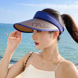 Wide Brim Hats Bucket Rimiut Elegant Cool Summer Women Sun Plastic Adjustable Beach Protect Caps Empty Top Cliped Hat 230407