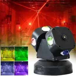 Ruchowe światła głowicy Nowe LED 120W 2-główne koło Fenghuo Ruchowe reflektor Mini DMX RGB Laser Light DJ DJ Disco Wedding Music Party Bat Stage Light Q231107