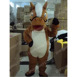 Costumi della mascotte del cavallo marrone di Natale Vestito da festa operato da Halloween Personaggio dei cartoni animati Carnevale Natale Pubblicità Costume da festa di compleanno Vestito per uomo Donna