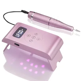 Nail Manicure Set Hot selling 2-in-1 nail drill in 2019 with UV light portable E-file sturdy 35000 Rpm electric rechargeable nail machine 231107