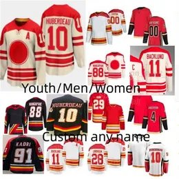 Gioventù personalizzato Mikael Backlund 2023 Heritage Classic Jersey Kids Men Women Jonathan Huberdeau Nazem Kadri Elias Lindholm Andrew Mangiapane