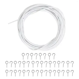 Curtain 10 Meters Rope Hanger Hooks Strings Lanyard White Wire Steel Cords