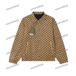 Xinxinbuy Men Designer Płaszcz Kurtka podwójna litera Jacquard Fabric podwójny bok Kobiety z długim rękawem Blue Black Khaki M-2xl