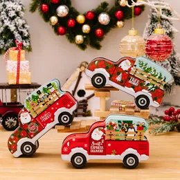 새로운 크리스마스 장식 창조적 자동차 사탕 박스 틴 플레이트 크리스마스 선물 상자 어린이 선물 자동차 장난감 상자 장식