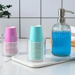 Dispensador de vasos para baño, almacenamiento de cocina, soporte para enjuague bucal transparente y duradero, papel pequeño para encimeras de tocador, mesa de maquillaje