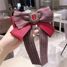 Broschen Handmade Crystal Striped Ribbon für Frauen Strass Kragen Nadel Hals Fliege Bekleidung Brosche Bekleidungszubehör