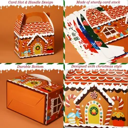 Decorações de Natal Caixas de presente Goody Biscoito Xmas Treat Box com alças 3D Wrap para festa de férias Favores Suprimentos 6 Designs Complex Othqa