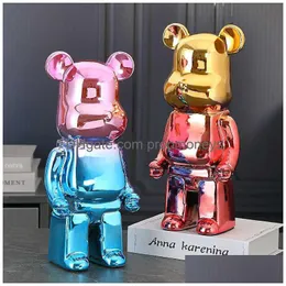 Jogos de novidades Jogos de novidades Chapeamento Bearbricklys 400% Estátua Violência Urso Scpture Ornamentos Estatuetas decorativas Sala de estar Casa Dec Dhu0S