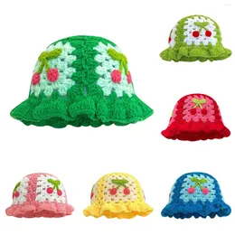 Boinas coreanas tejidas a mano de ganchillo sombreros de cubo primavera invierno al aire libre mantener calientes mujeres a cuadros diseñador bob pescador gorras