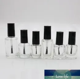 Qualitäts-leere Nagellackflasche mit Bürste, nachfüllbarer Behälter, schwarzer Deckel, Klarglas, Nagellack-Aufbewahrung, 15 ml