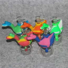 silicone bong dab oil rig bubble hookah 10 mix colors non toxic platinum cured silicone glass water pipes free hookahs Smoking pipe nectar