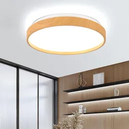 Światła sufitowe Ultra cienkie LED światło okrągłe lampy z ziarna drewna do salonu 220 V 240V sypialnia wystrój domu