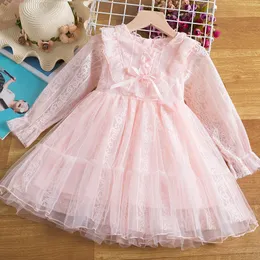 Girl's Dresses Autumn and Winter Girls 'Dress Christmas Elegant Lace Children's Dress Wedding Party Dress Long Sleeve Flower Children's Princess Clothing 230407