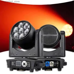 Moving Head Lights Yuer 7x40W RGBW LED Moving Head Head Zoom Wash Lights Music حفل زفاف مرحلة التأثيرات DMX Disco Professional DJ Lighting Q231107