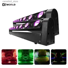 Ruchowe światła głowicy 2PCS 8x12W Belki LED Belka ruchome głowica światło Gorące koło Infinite Rotating 10/38DMX RGBW 4IN1 Efekt biegania dla DJ Disco Party Club Q231107