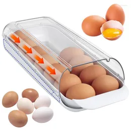 Storage Bottles Rolling Egg Holder Automatically Dispenser With Removable Inner Tray Space Saving For Refrigerator